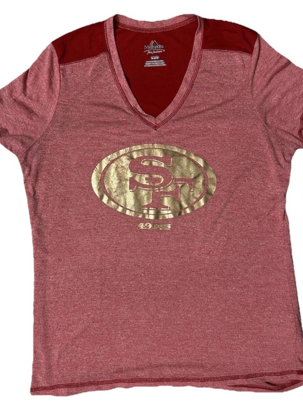 San Francisco 49ers Women’s T-Shirt Medium Red Gold NFL Majestic